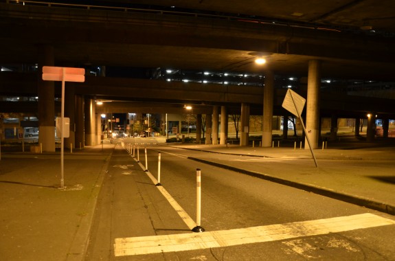 Guerrilla lanes installed by Reasonably Polite Seattleites, before SDOT removal and replacement.