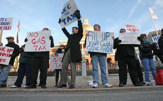 Gas tax protesters in Boston. Photo from Boston.com.
