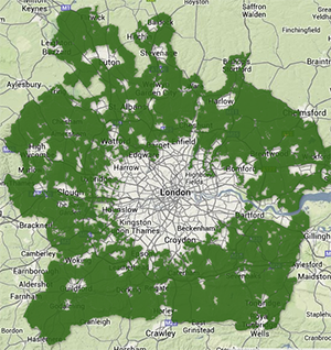 The London green belt, one of the world's most famous. Image from cobhamgreenbelt.org.uk.