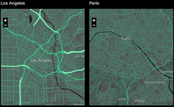 Comparison of the road networks in LA and Paris using the new tool "Urban Observatory."