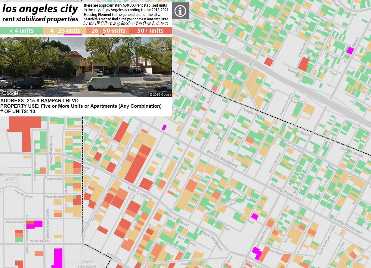 A work in progress map of all the rent-stabilized units in Los Angeles, being put together by Omar Ureta at theworks.la.