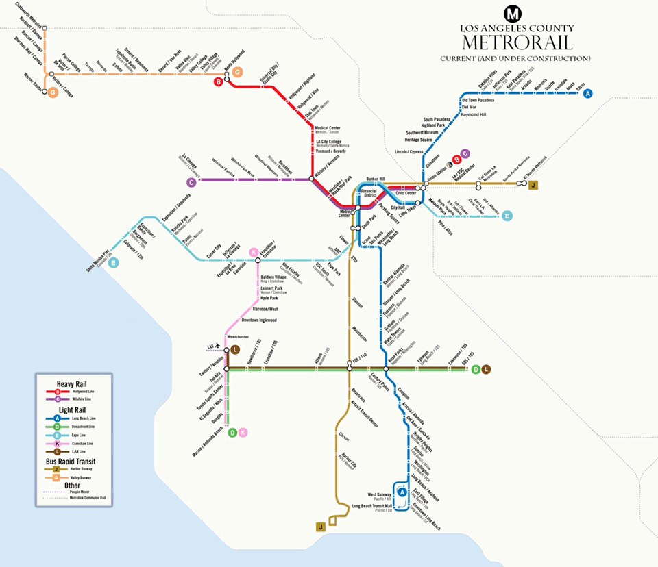 This GIF shows today's Metro rail network compared to the full build-out in several decades if Measure M is approved.