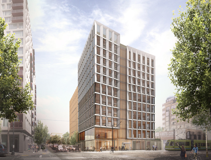 A 12-story cross-laminated timber (CLT) building planned for Portland, OR. The city must create a path for developers to try out innovative, often less expensive materials like CLT that can increase the diversity of building aesthetics and reduce th…